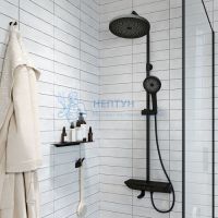 Смеситель для ванны с верхним душем, черный матовый, SpaHome, Iddis, SPABLBTi06