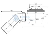 Сифон для душевого поддона АНИ пласт E411C 1 1/2" 50 мм с переходной трубой 45° 40/50 мм хром