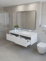 Тумба под двойную раковину Uperwood Modul 120 см, подвесная, матовая, белая/графит