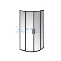 Душевой уголок VETRO, раздвижной, четверть круга, 90х90х195, матовый черный