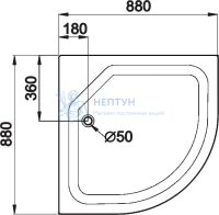 Душевой поддон Triton ПД23 88х88 четверть круга Щ0000038721