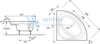Акриловая ванна с каркасом Jacob Delafon Domo 135x135 угловая E60223-00