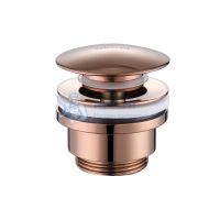 Донный клапан Abber AF0011RG без перелива, клик-клак, розовое золото