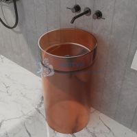 Раковина напольная пристенная прозрачная Abber Kristall AT2708Opal-H коричневая