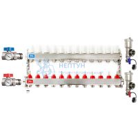 Коллекторная группа из нержавеющей стали с расходомерами в сборе на 12 контуров