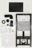 Комплект инсталляции NOVAFLOW с панелью смыва NOVA QUAD 001 черный, матовый 19101041001 Рехау