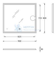 Зеркало TECNO c LED 90 с макро линзой, с подсветкой, с функцией антизапотевание, белый глянцевый