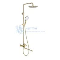 Душевая система Prohanss P31.24.03 для ванны и душа с тропическим душем поворотный излив 35 см, золотой сатин