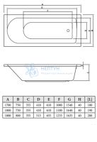 Акриловая ванна C-Bath Geba 180x75 прямоугольная CBQ009002