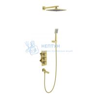 Душевая система встроенная с термостатом Timo Tetra-thermo SX-0199/17SM золото матовое