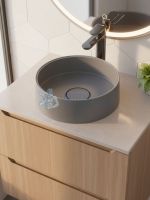 Раковина для ванной накладная кварцевая Uperwood Tanos Quartz 35 см, круглая, бетон