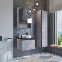 Тумба-умывальник Comforty Эдинбург 60 бетон светлый с черной столешницей с раковиной 9111 00-00002782CF