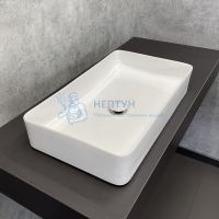 Тумба-умывальник Comforty Эдинбург-90 бетон светлый с черной столешницей с раковиной 78189 00004149881CF
