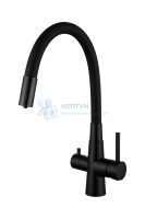 Смеситель для кухни AVRORA Kitchen с гибким изливом черный с подключением фильтра питьевой воды AV9008B