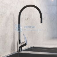Смеситель для кухни AVRORA Kitchen с высоким гибким  изливом черный AV9007B