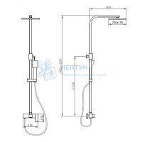 Душевая стойка ABBER Daheim AF8220B без излива, черная матовая