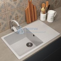 Кухонная мойка из искусственного камня Uperwood ECON UPD-507-001, прямоугольная, белая матовая