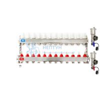 Коллекторная группа из нержавеющей стали с расходомерами в сборе без кранов на 12 контуров