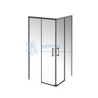 Душевой уголок VETRO, раздвижной, квадратный, 100х100х195, матовый черный