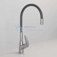 Смеситель для кухни AVRORA Kitchen с высоким гибким  изливом, серый AV9007G
