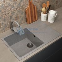 Кухонная мойка из искусственного камня Uperwood ECON UPD-507-003, прямоугольная, серая матовая