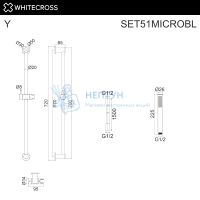 Душевой гарнитур на штанге Whitecross SET51MICROBL (черный мат)
