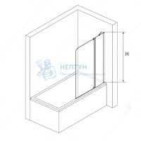 Шторка на ванну 110*150 RGW SC-03 Хром/Прозрачное/8 мм (Easy)