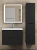 Зеркало шкаф с подсветкой в ванную 70 см, Uperwood Tanos, черное