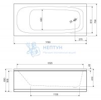 Акриловая ванна Cezares Eco 170x75 прямоугольная ECO-170-75-41-W37