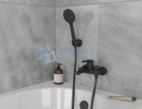 Смеситель для ванны с душем D&K Bayern.Fürth DA1523205 короткий излив черный
