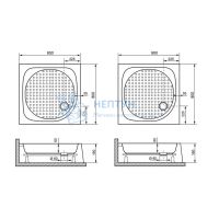 Душевой поддон 80*80*6 h 16 RGW LUX/TN /Квадрат Ø60 (FW5-5) (Литой)