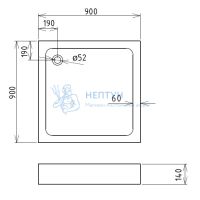 Душевой поддон акриловый Gemy 900x900 ST17T
