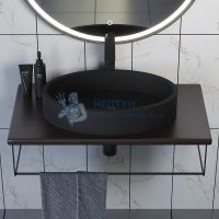 Столешница для ванной Uperwood Tanos с накладной раковиной Rome и кронштейнами 80 см, бук темный 2910210406