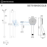 Душевой гарнитур на штанге Whitecross SET51BASICGLB (брашированное золото)