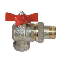Кран 3/4" УГЛОВОЙ шаровый с АМЕРИКАНКОЙ красная бабочка COMISA (Италия) (35) 41.31.770