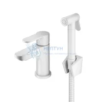 Смеситель Prohanss P64.12.08 для раковины с гигиеническим душем монолитный, белый