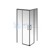 Душевой уголок VETRO, раздвижной, квадратный, 90х90х195, матовый черный