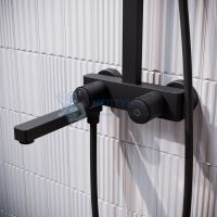 Смеситель с верхним душем с управлением Push Control, черный матовый, Slide, Iddis, SLIBLBTi06