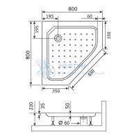 Душевой поддон 80*80*3,5 h22 RGW STYLE /Трапеция Ø60 (FW5-8)