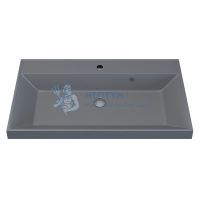 Тумба с раковиной для ванной подвесная Uperwood Tanos-Classic Quartz 80х45х55 см, белая графит/бетон