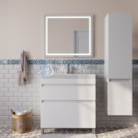 Тумба с умывальником напольная, белая, 80 см, Zodiac, Iddis ZOD8CBFi95K подходит ум. 3508000i28