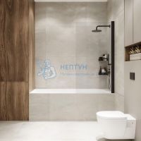 Шторка на ванну распашная Terminus Ното 02 1500х700 проф.черный 2CW150х70B
