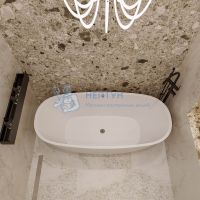 Ванна из искусственного камня Veconi Imperia 160x75 белая матовая отдельностоящая овальная IMP16075M