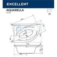 Акриловая ванна Excellent Aquarella 150x100 асимметричная WAEX.ARL15.RELAX.GL золото
