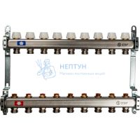 Коллекторная группа Stout для радиаторов без расходомеров на 9 контуров из нержавеющей стали