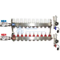 Коллекторная группа из нержавеющей стали с расходомерами в сборе на 10 контуров