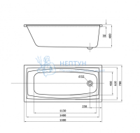 Акриловая ванна Berges Wasserhaus Feya 150x70 прямоугольная 050013