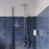 Душевая система с тропическим душем и изливом, хром глянцевый, Aiger, IDDIS, AIGSB3Fi06