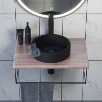 Столешница для ванной Uperwood Tanos с накладной раковиной Round и кронштейнами 60 см, бук светлый 2910210401