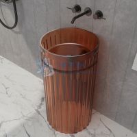 Раковина напольная пристенная прозрачная Abber Kristall AT2709Opal-H коричневая